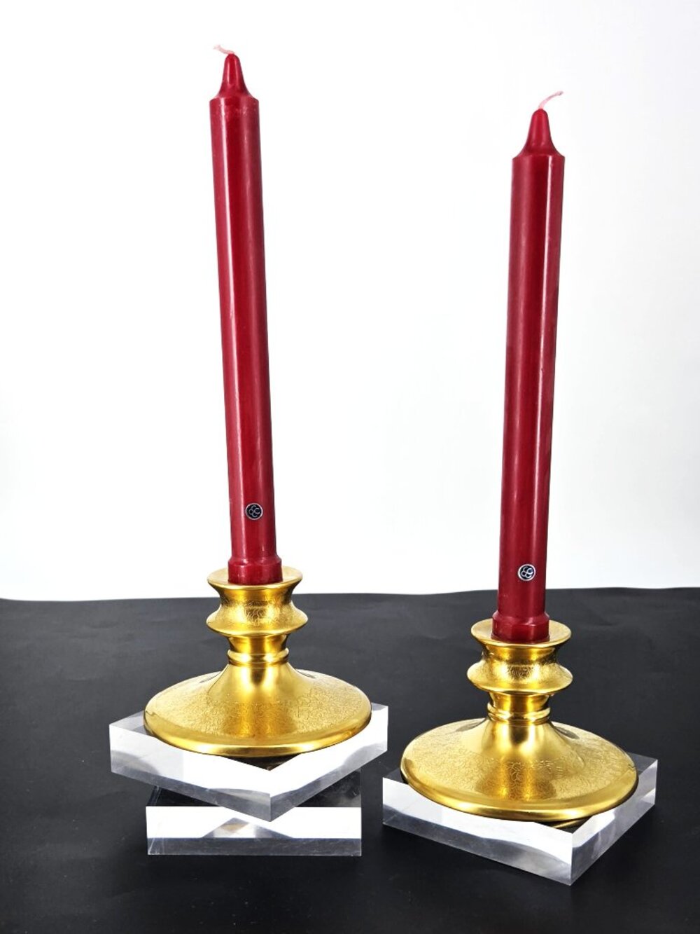Pair Elegant Vintage Pickard Fine China 24K Gold Plated Taper Candleholders USA